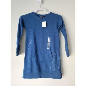 NWT Polo Ralph Lauren Girls Sweatshirt Dress Blue Cotton-Blend Pullover Size S/7